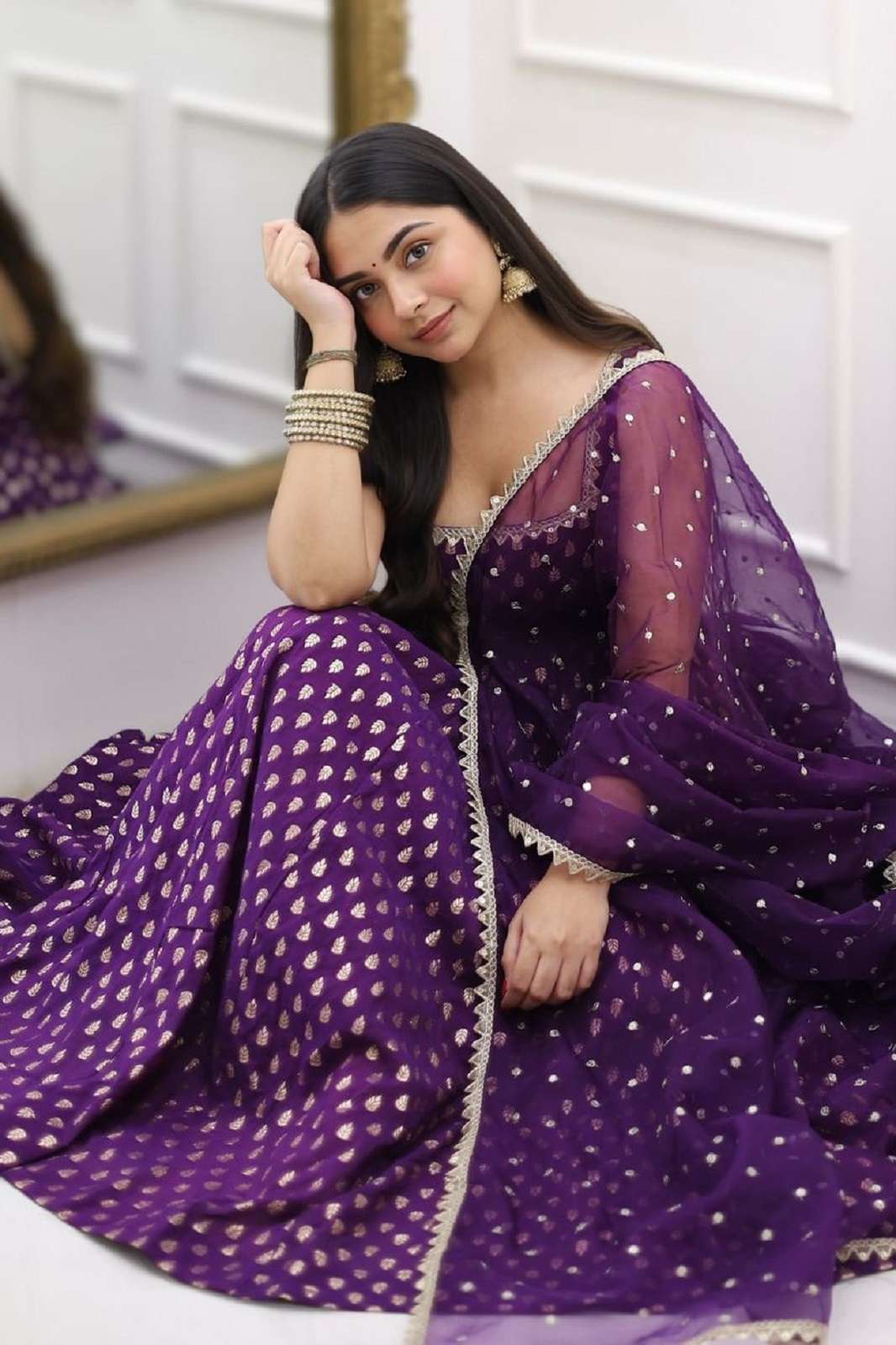 SHRI BALAJI 5882 JAQUARD SILK READY TO WEAR GOWNS