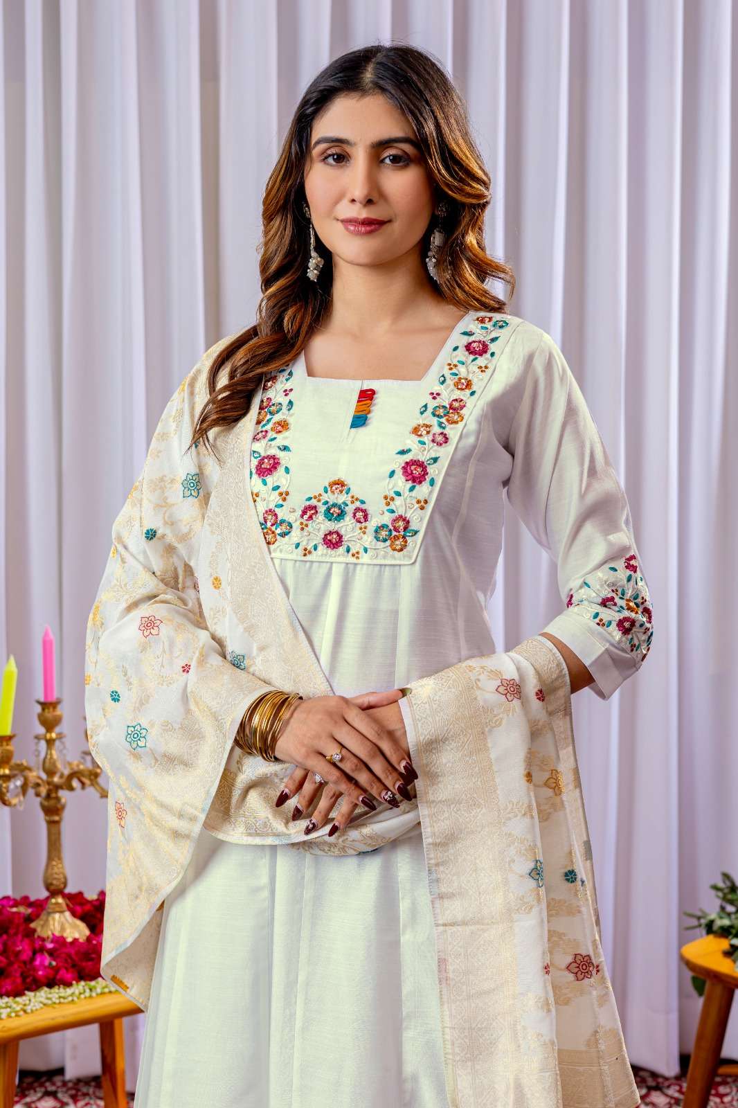 SHRI BALAJI AL 114 SILK EMBROIDERED READY TO WEAR KURTIES