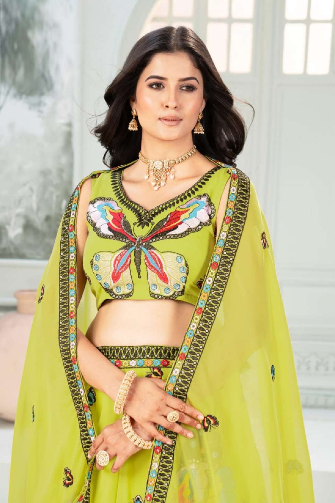 SHRI BALAJI DB 3077 GEORGETTE EMBROIDERED LEHENGAS