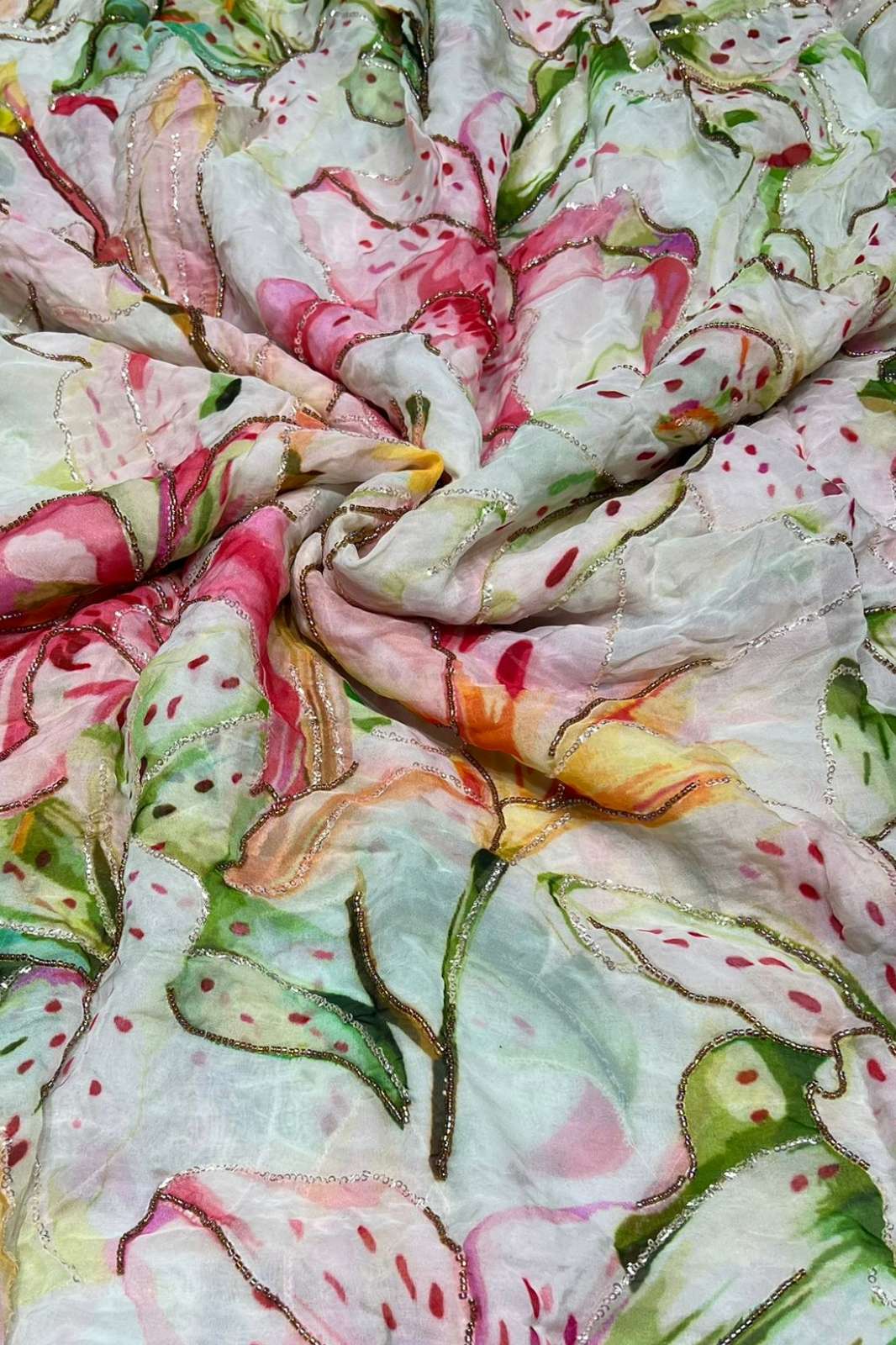 Shri Balaji Emporium A783 Position Print Embroidery Work Designer Organza Fabric