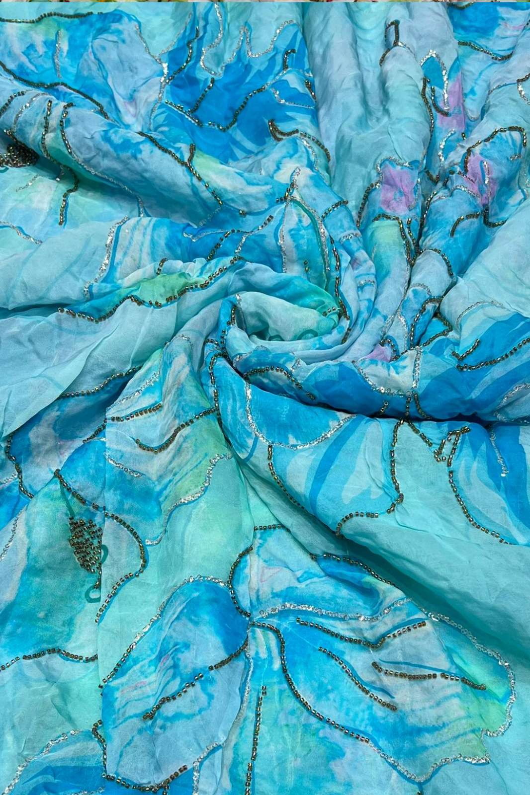 Shri Balaji Emporium A784 Position Print Embroidery Work Designer Organza Fabric