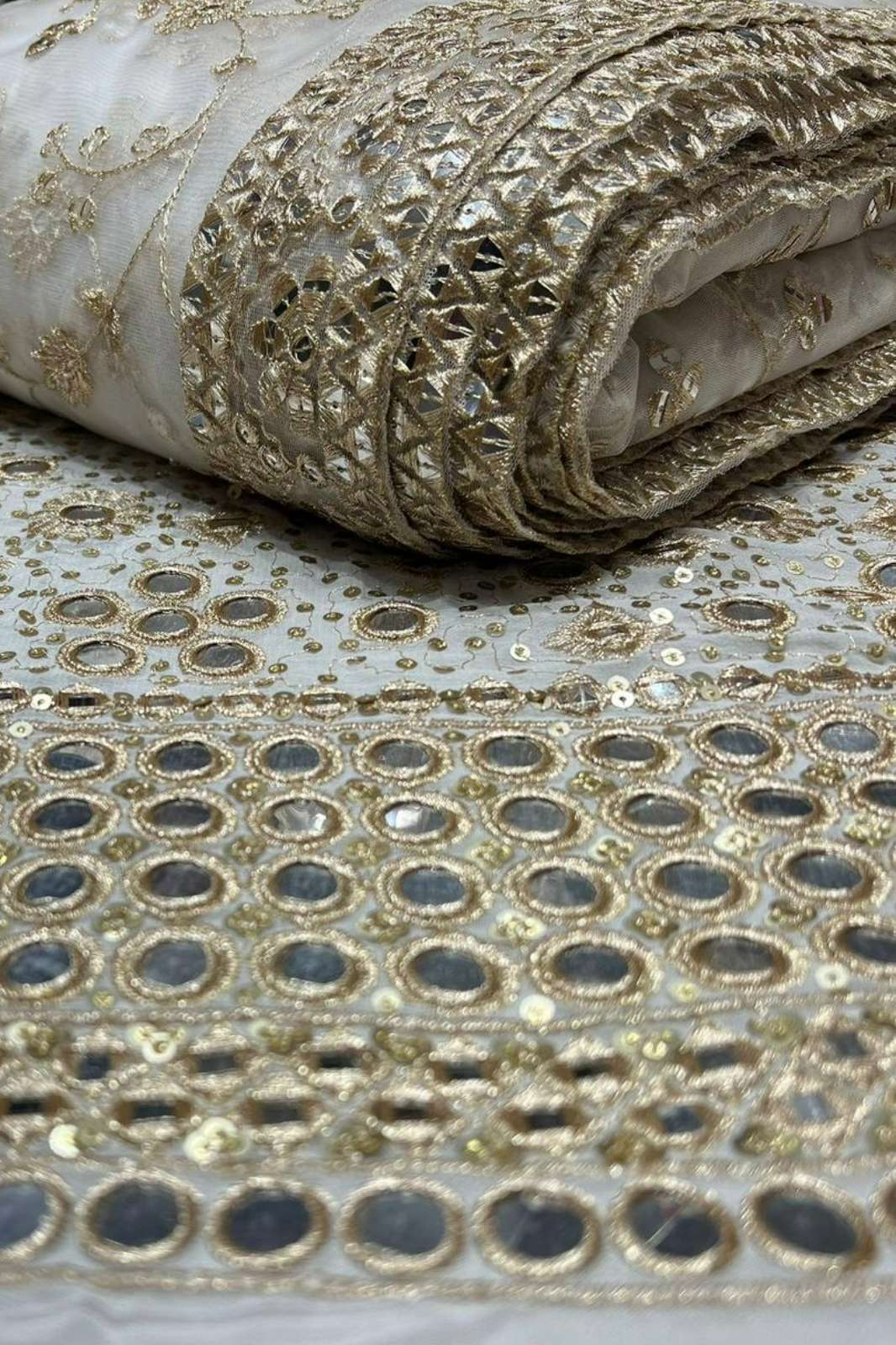 Shri Balaji Emporium A791 Foil Mirror & Embroidery Work Designer Georgette Fabric