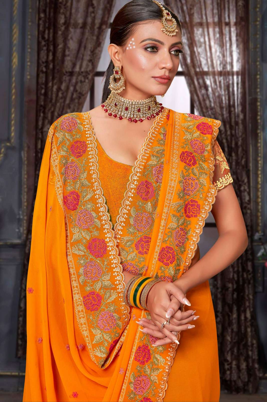Shri Balaji Emporium CLASSY Party Wear Embroidered Georgette Saree