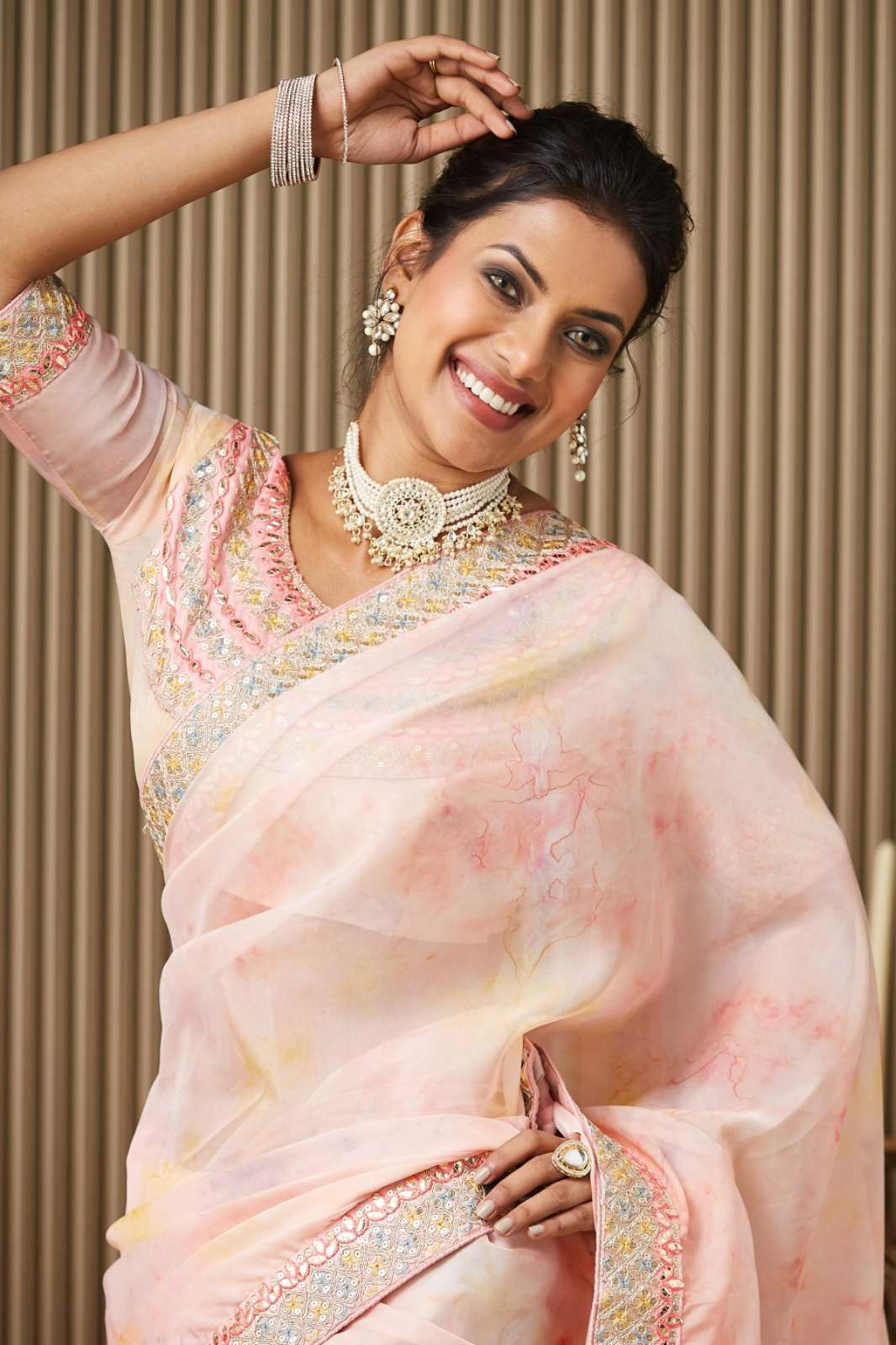 Shri Balaji Emporium DL001 Party Wear Embellished Designer Organza Saree