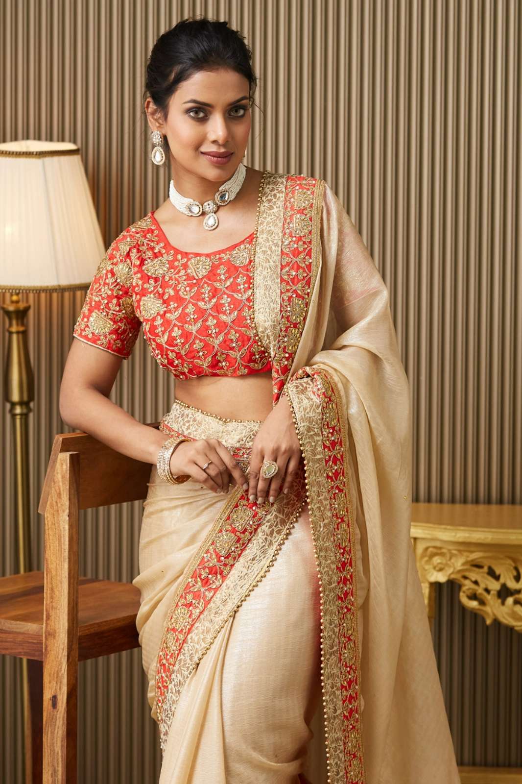 Shri Balaji Emporium DL002 Party Wear Embellished Chiffon Saree