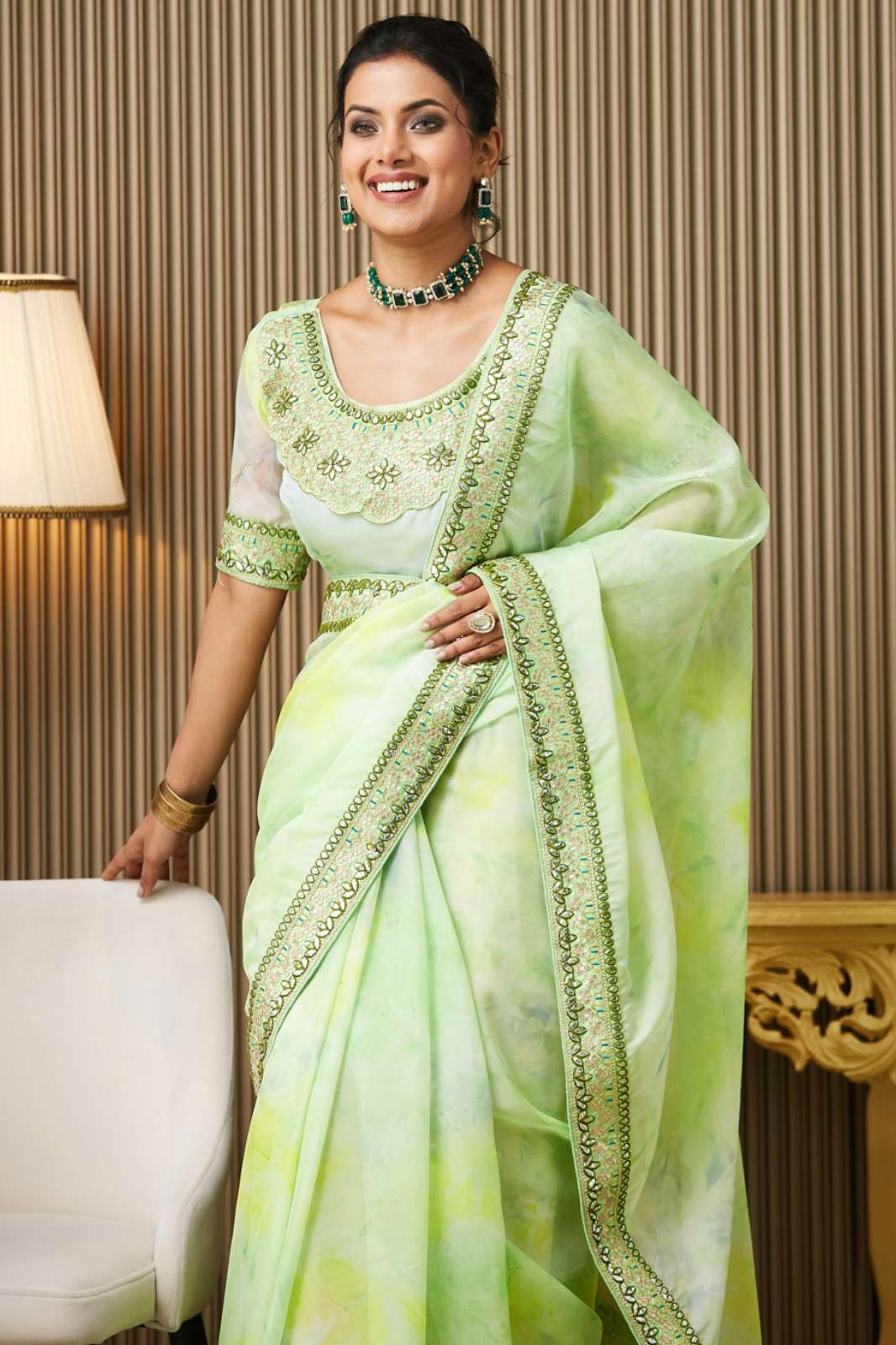Shri Balaji Emporium DL020 Designer Embellished Organza Saree