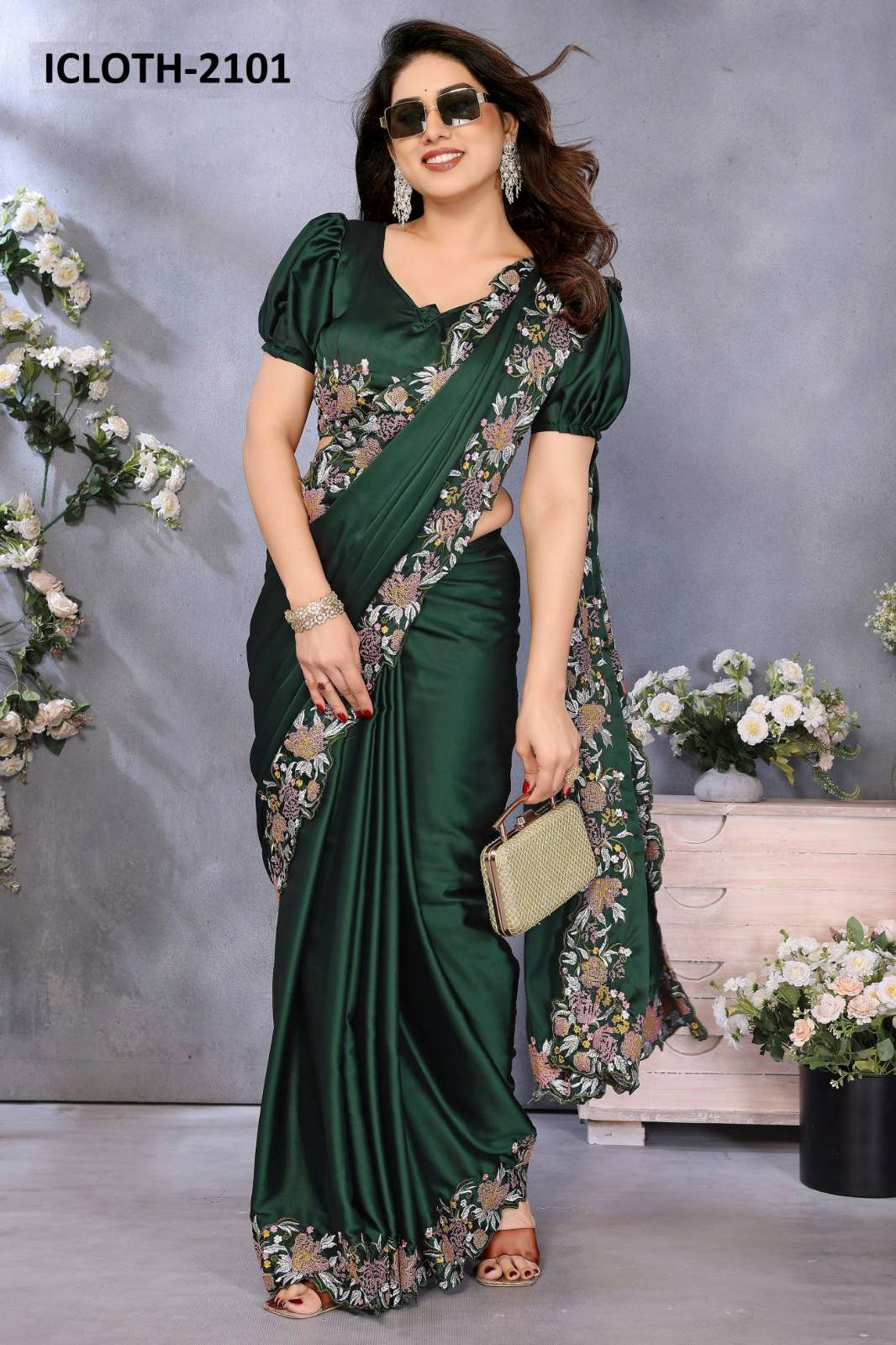 Shri Balaji Emporium ICLOTH VOL 01 Satin Designer Embellished Saree