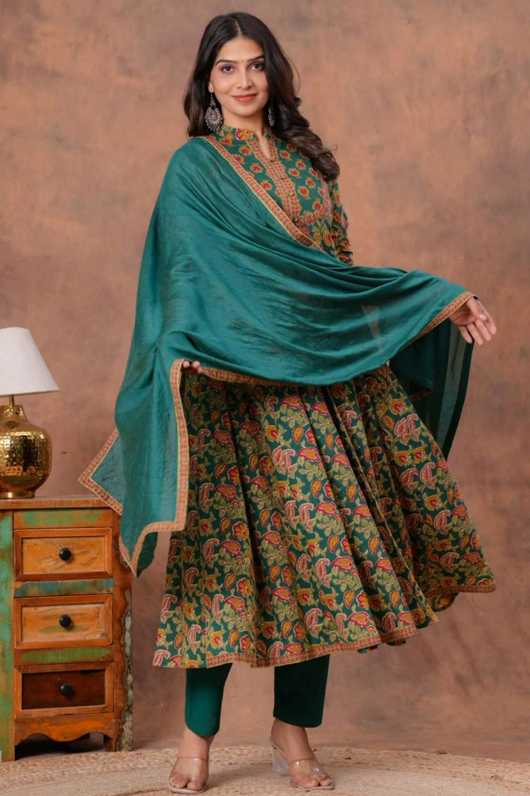 Shri Balaji Emporium RF 13808 Bagru hand block printed Pure cotton Anarkali Suit 