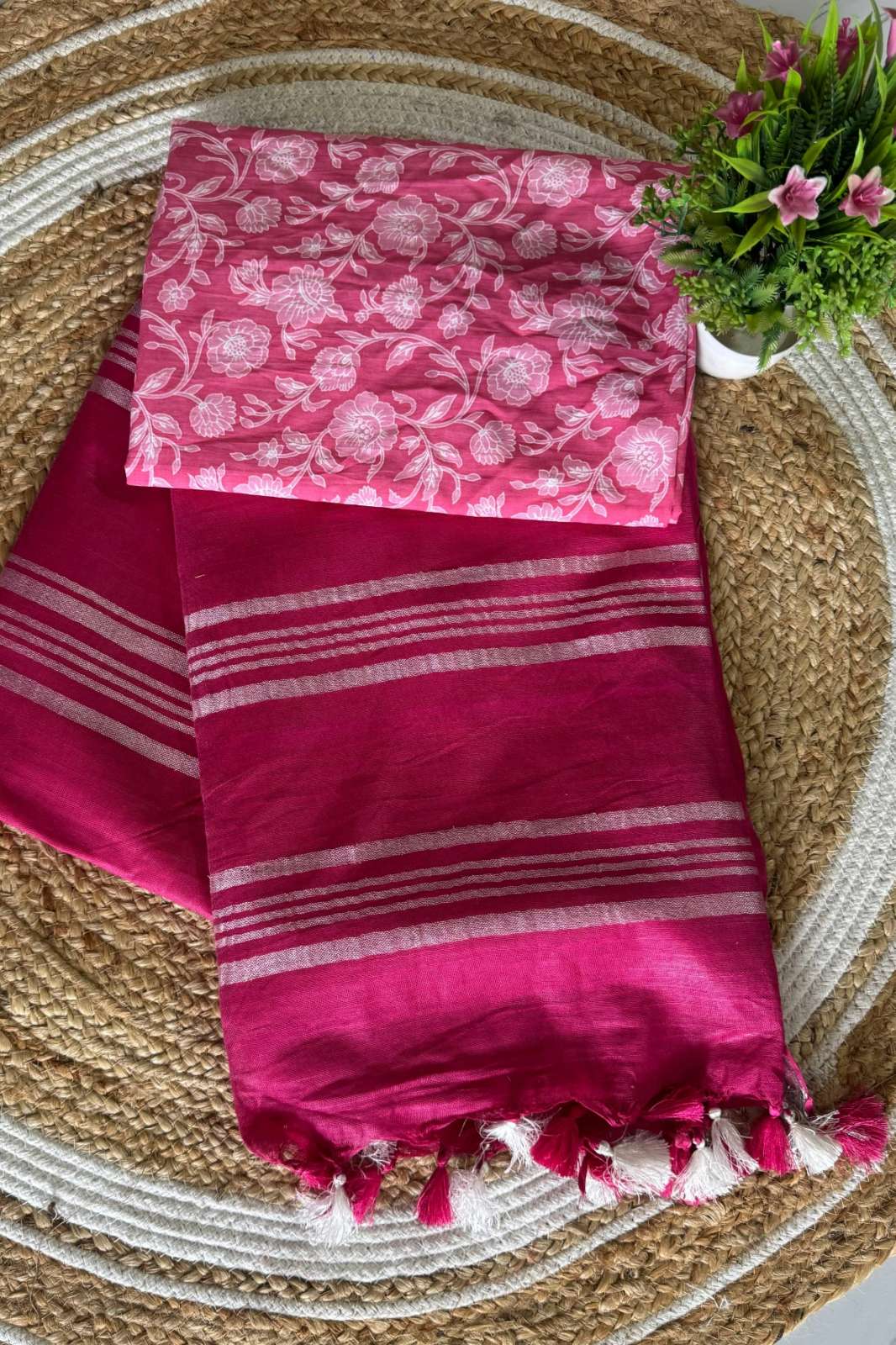 Shri Balaji Emporium RF 13810 Super Soft Plain Linen Cotton Sarees