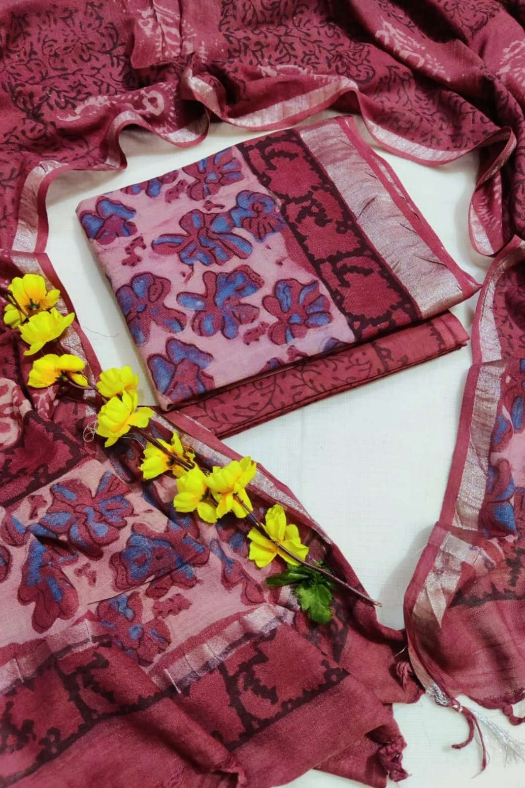 Shri Balaji Emporium RF14111 Bagru Hand Block Printed Pure Cotton Linen Suit