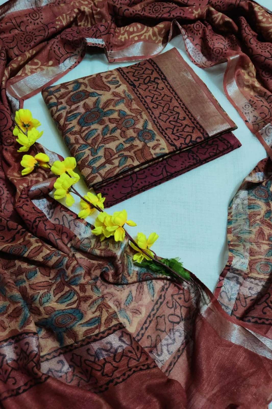Shri Balaji Emporium RF14111 Bagru Hand Block Printed Pure Cotton Linen Suit