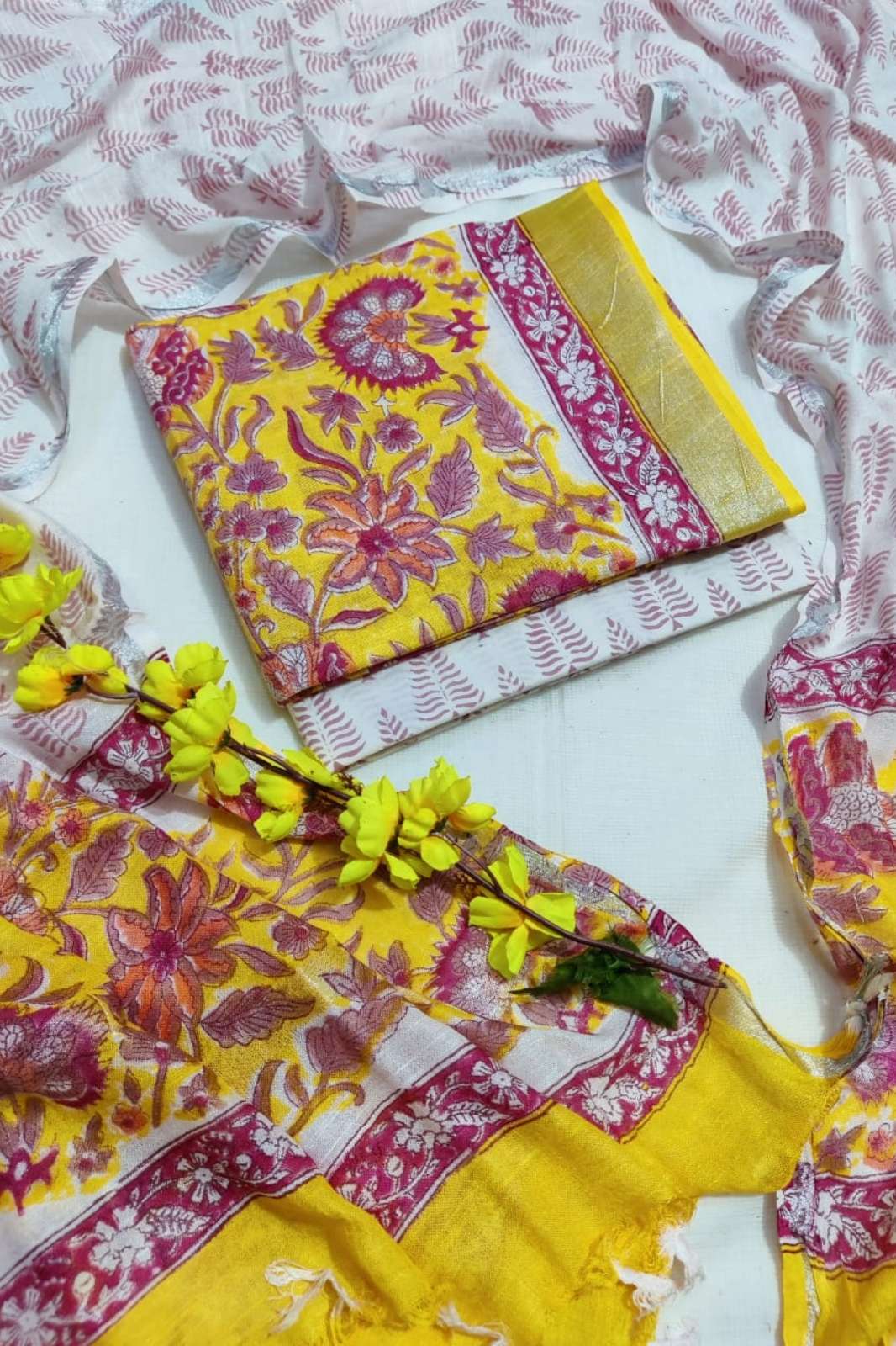 Shri Balaji Emporium RF14111 Bagru Hand Block Printed Pure Cotton Linen Suit