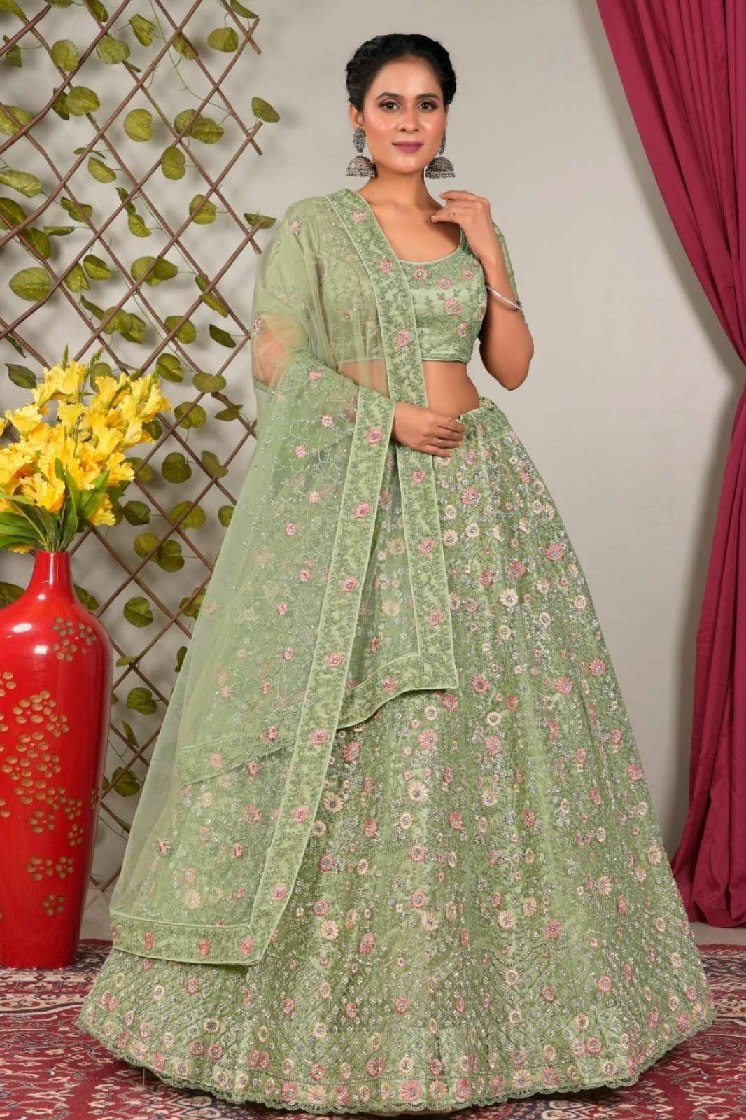 Shri Balaji Emporium SBG 14425 Wedding Wear Embroidered Net Lehenga Choli