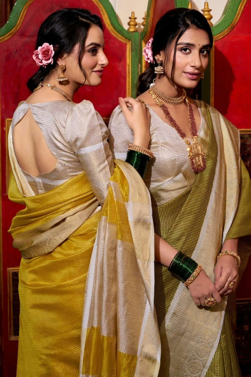 Shri Balaji Emporium VANISHRI Traditional Wear Designer Jacquard Chex Saree