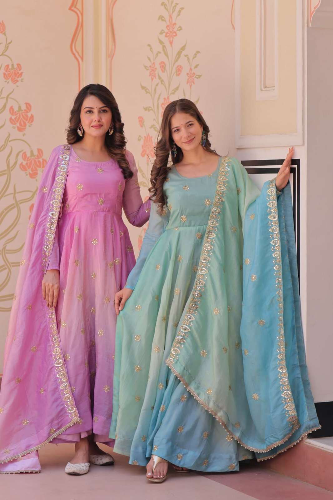 SHRI BALAJI LW 9238 ORGANZA EMBROIDERED READY TO WEAR GOWNS