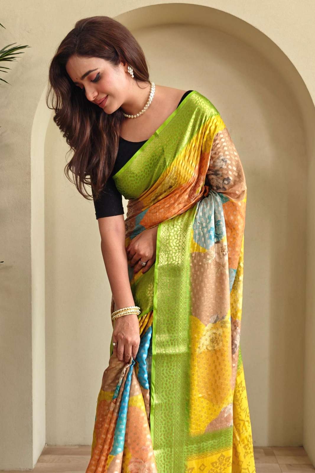SHRI BALAJI MARIGOLD GEORGETTE DIGITALLY PRINTED SAREES