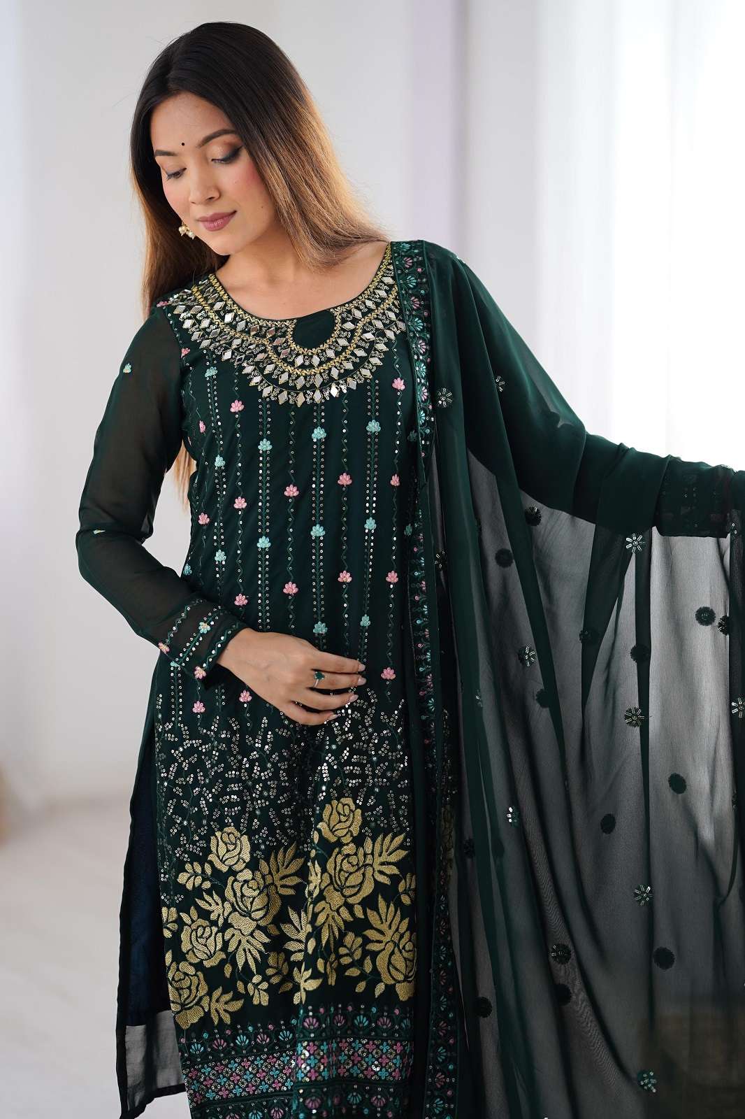 SHRI BALAJI SP 21 FAUX GEORGETTE READY TO WEAR SUITS