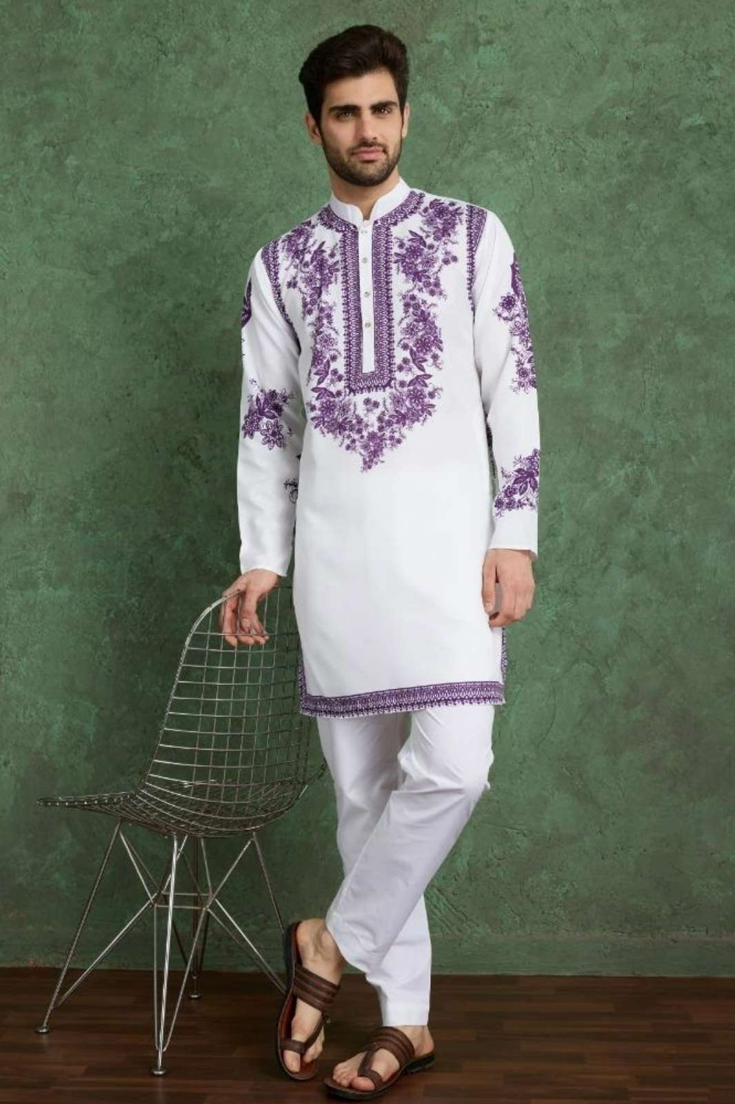 SHUBHVASTRA RAJWARA STYLE READY TO WEAR VISCOSE RAYON DIGITAL PRINTED MENS KURTA