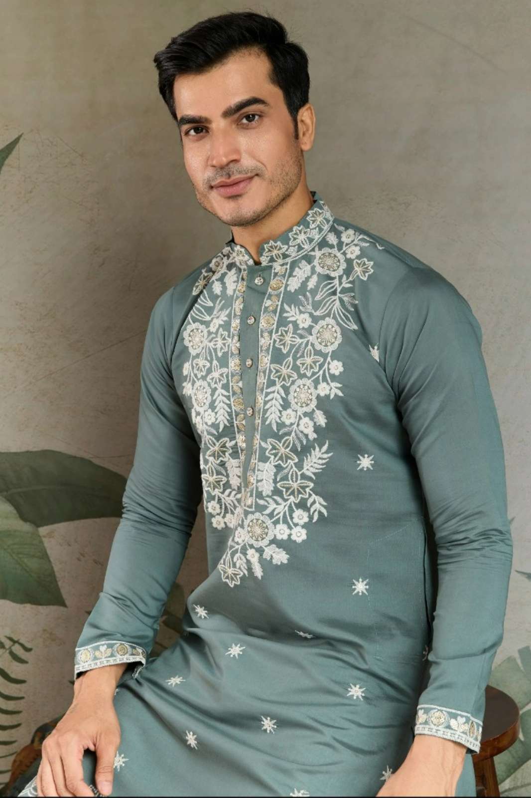 SHUBHVASTRA THE INDIAN MODE RAYON SEQUENCE WORK MENS KURTA