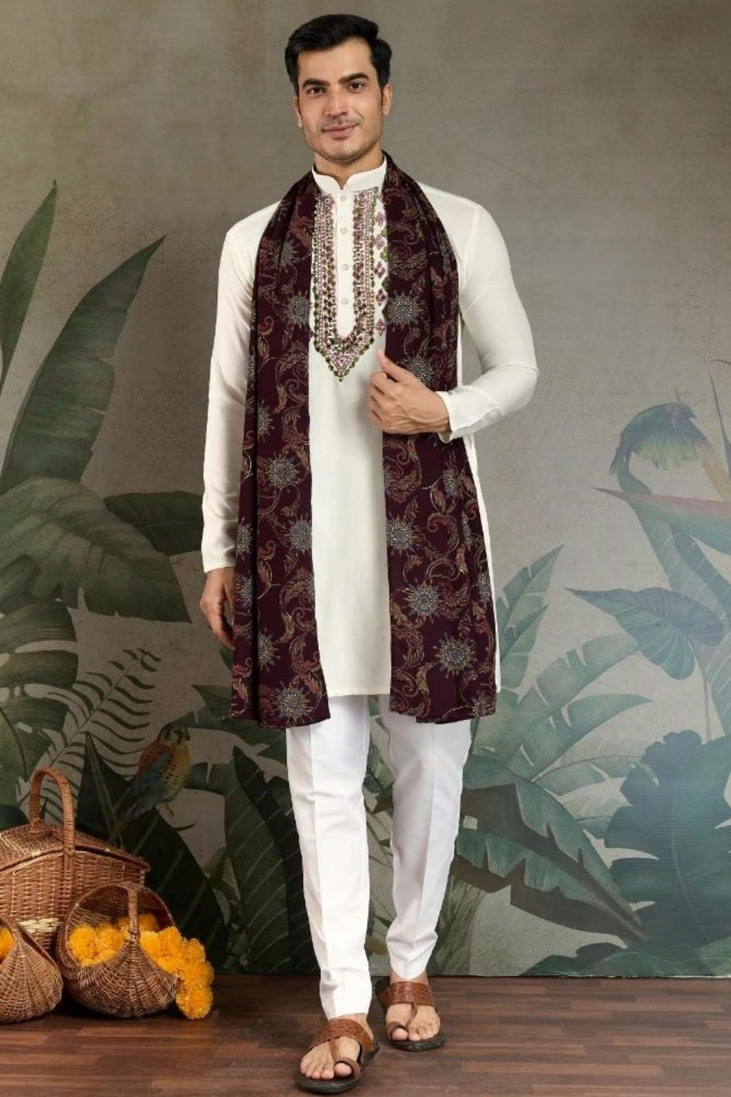SHUBHVASTRA  ZARI & WEAVES VOL 4 VISCOSE RAYON EMBROIDERY WORK MENS KURTA