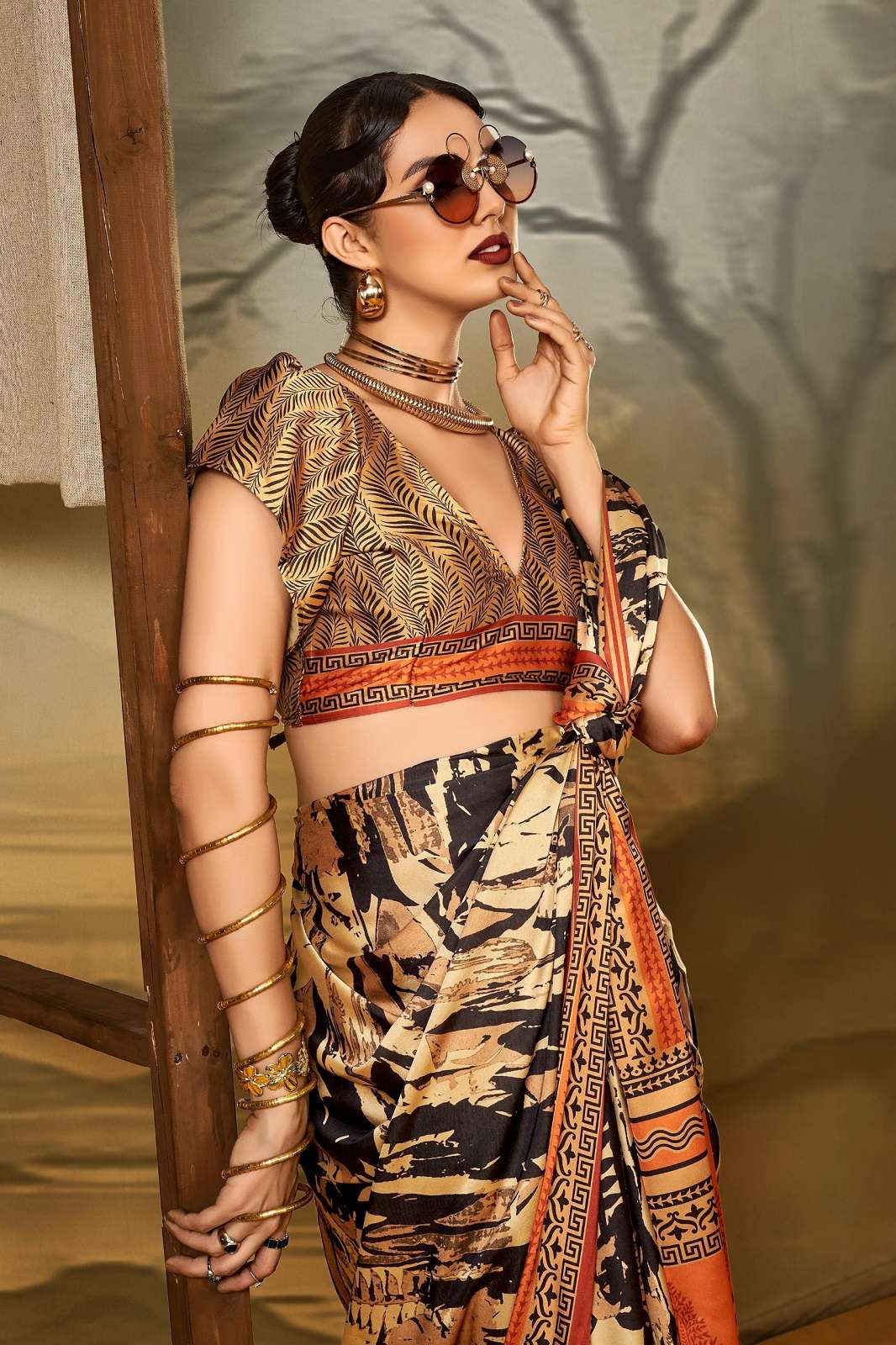 SOSY SATIN SILK 81 TO 86 PRINTED SATIN SAREES