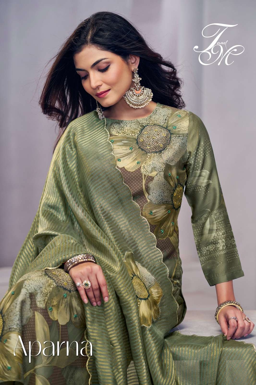 T&M APARNA VISCOSE SHIMMER HAND WORKED SUITS