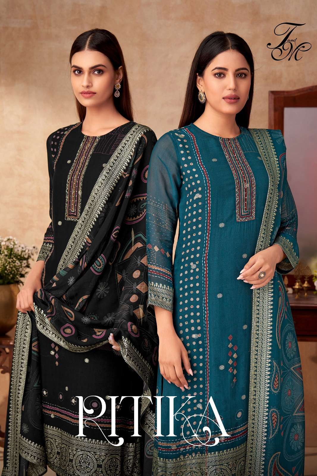 T&M RITIKA ORGANZA FANCY HAND WORKED SUITS