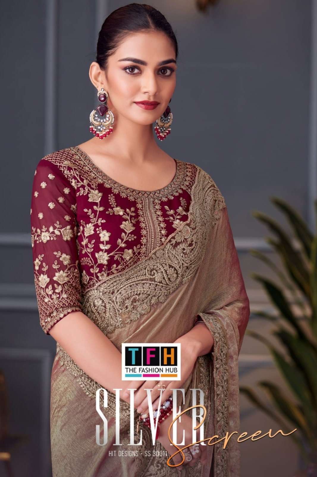 TFH SILVER SCREEN 30011 DOUBLE TONE SILK DESIGNER SAREES