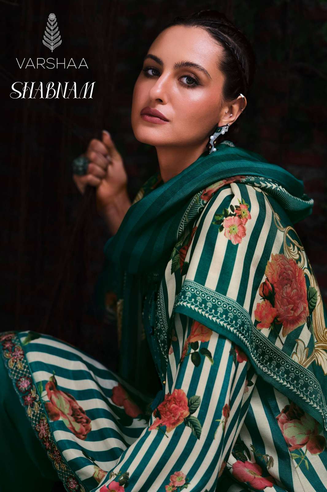 VARSHAA SHABNAM VISCOSE MUSLIN DIGITALLY PRINTED SUIT WITH HANDWORK