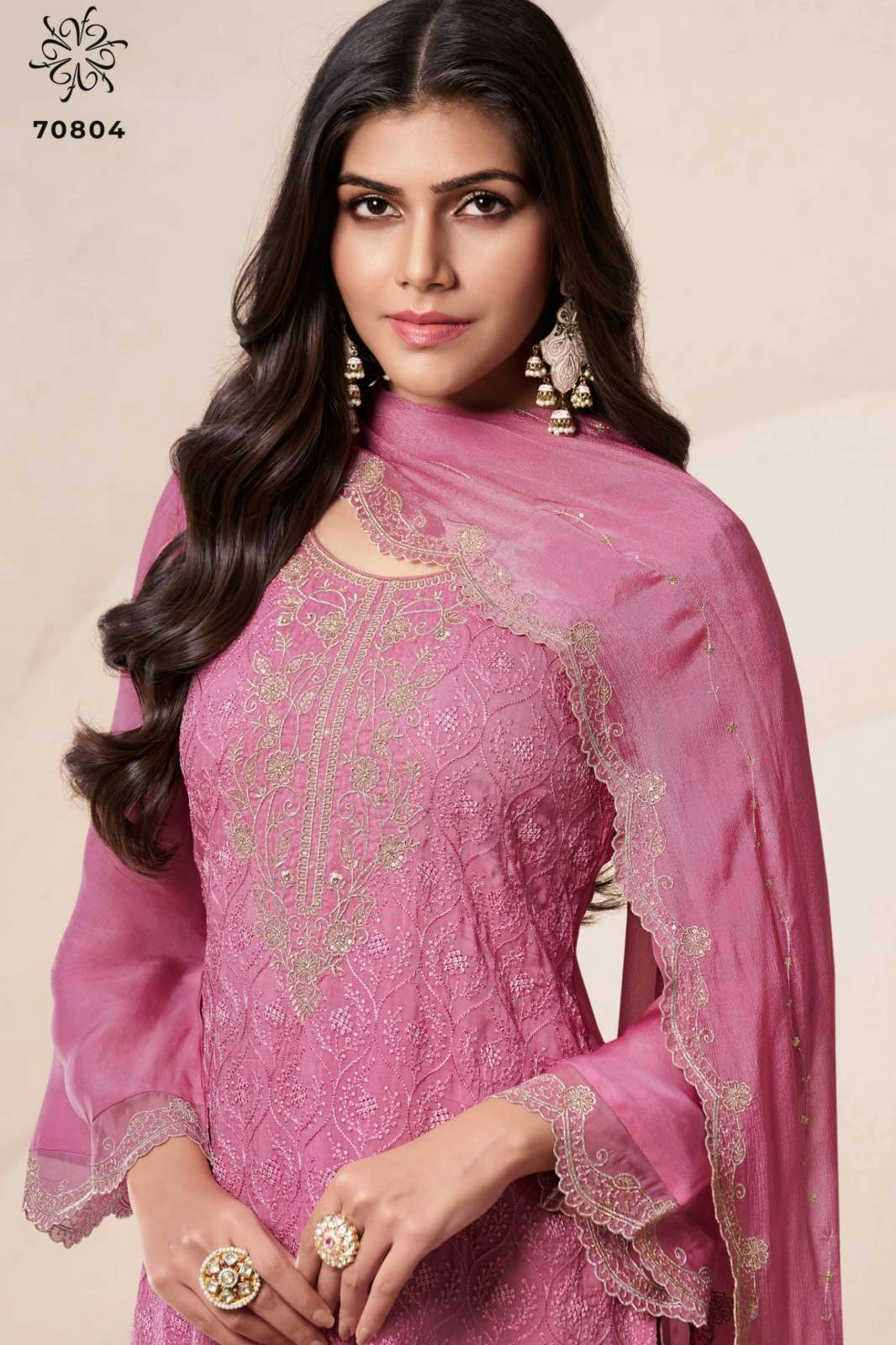 VINAY KULEESH SAROJ 2 ORGANZA SCHIFFLI EMBROIDERED SUIT 