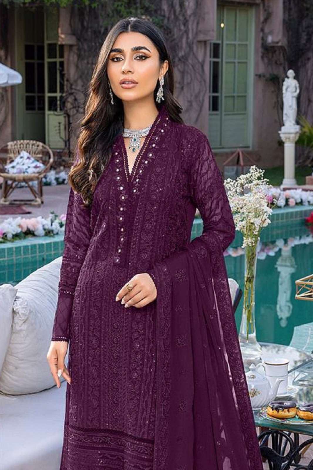 ZAHA 10051 A & D GEORGETTE EMBROIDERED SALWAR SUITS
