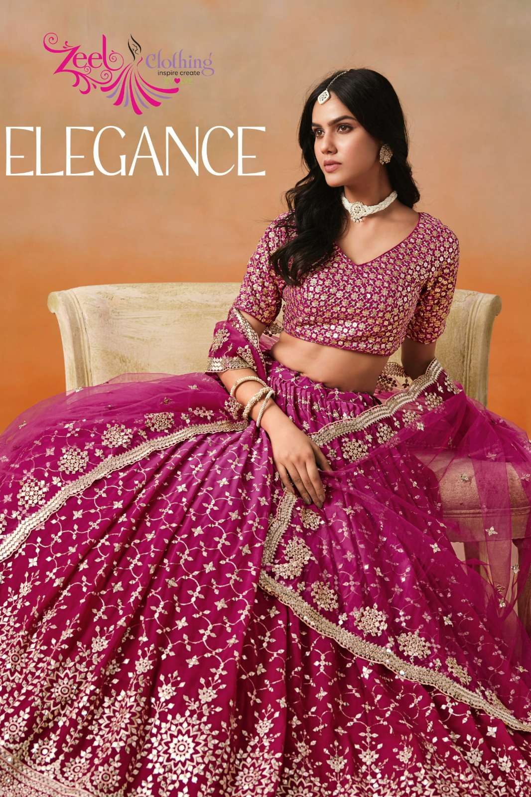 Zeel ELEGANCE Beautiful Party Wear Georgette Lehenga with Embroidery Work