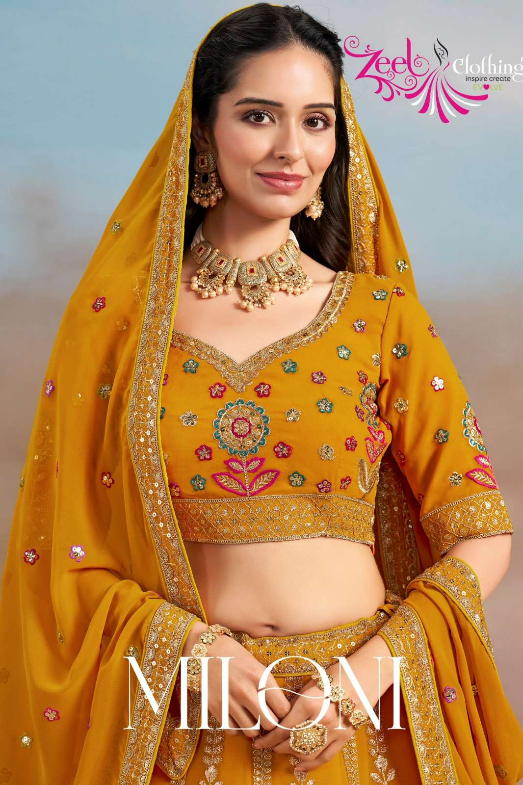 Zeel MILONI Georgette Designer Thread Embroidery Work Lehenga Choli