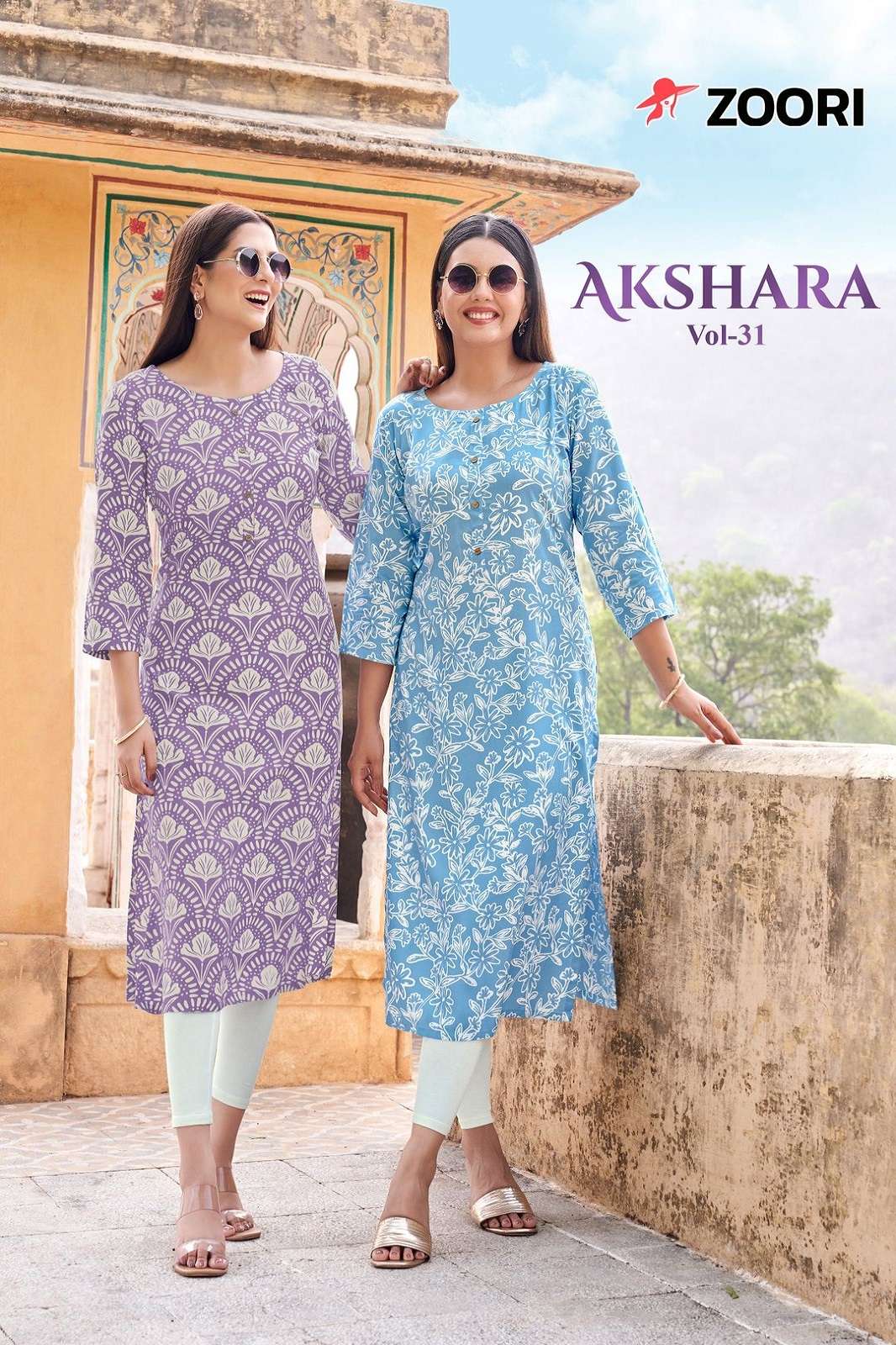 ZOORI AKSHARA VOL 31 RAYON HANDWORKED READY TO WEAR KURTIES