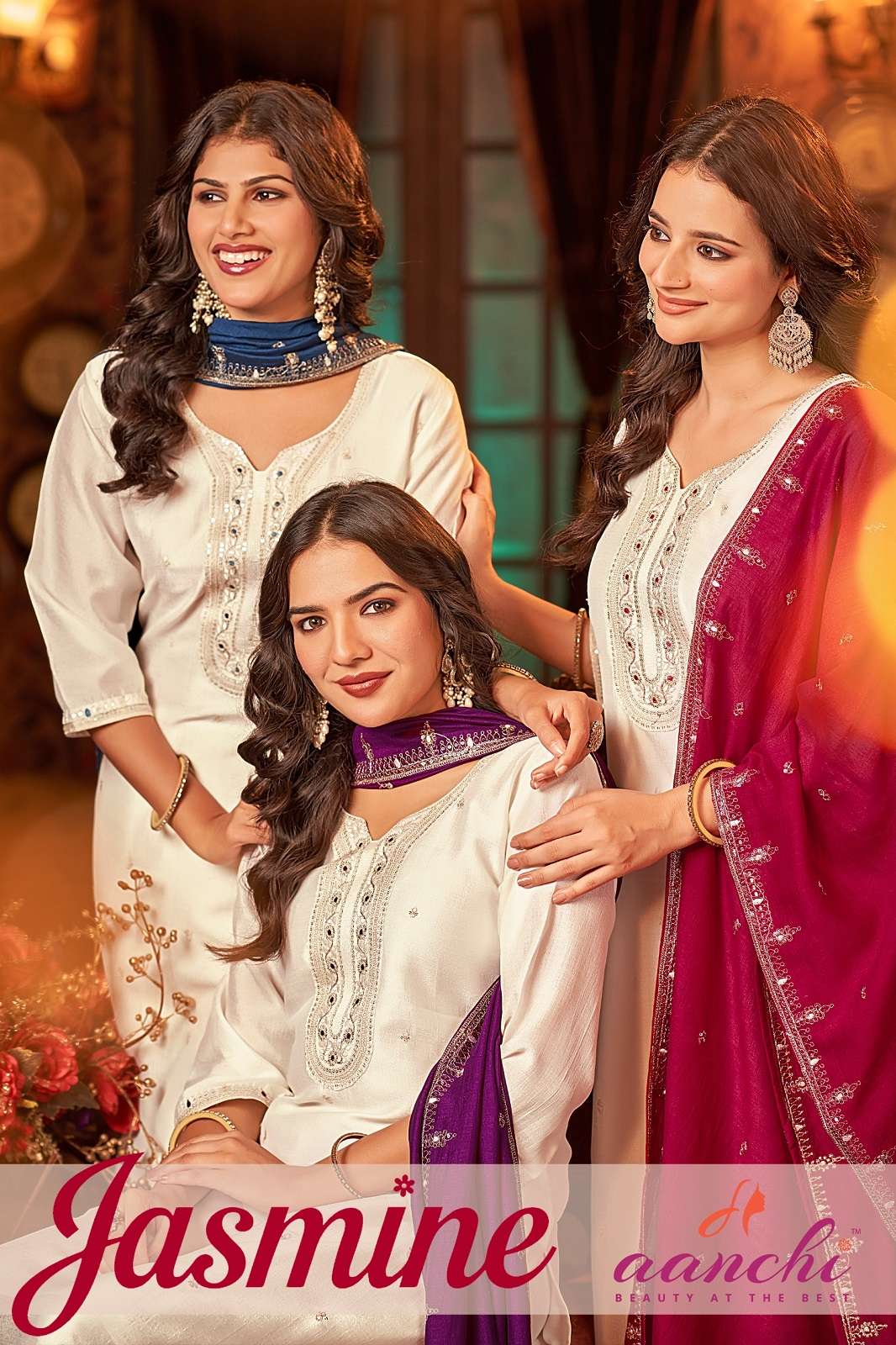 AANCHI JASMINE VICHITRA SILK READY TO WEAR KURTIES