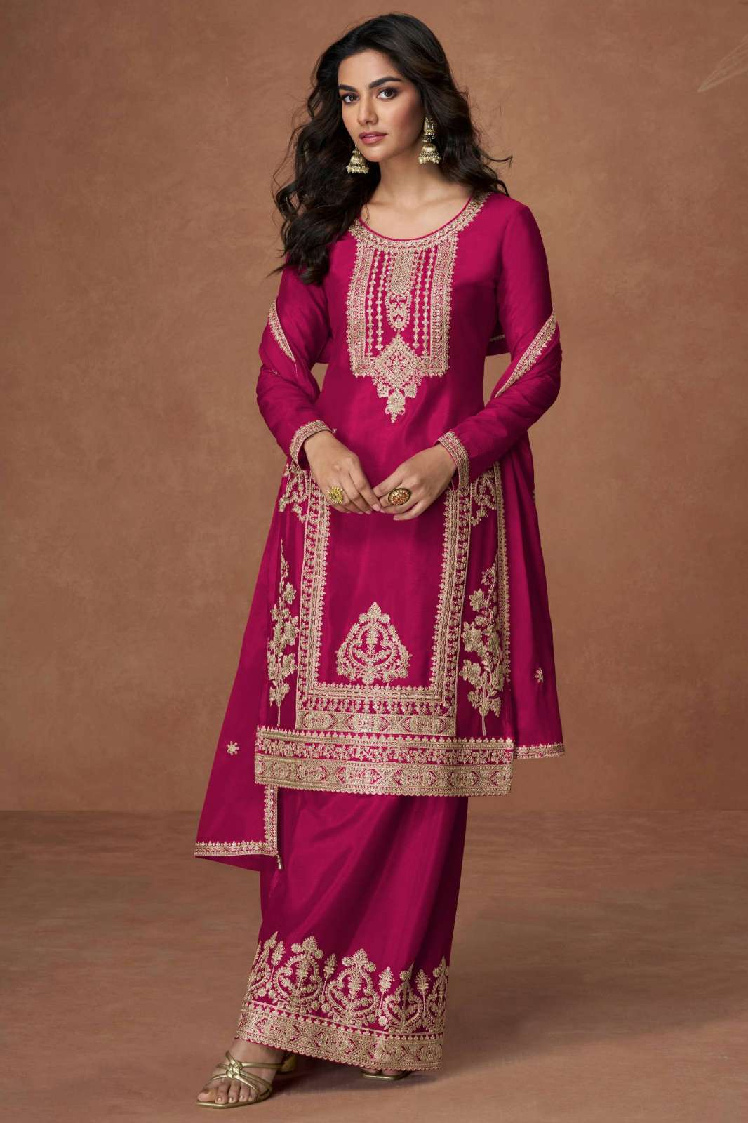 AASHIRWAD ANUPAMA READY TO WEAR DESIGNER PREMIUM CHINON SILK SUIT