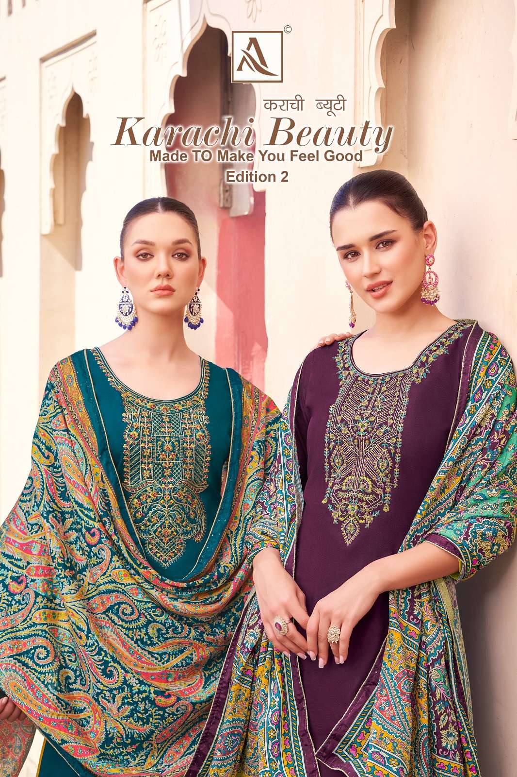 ALOK SUITS KARACHI BEAUTY VOL 2 COTTON EMBROIERED DRESS MATERIALS