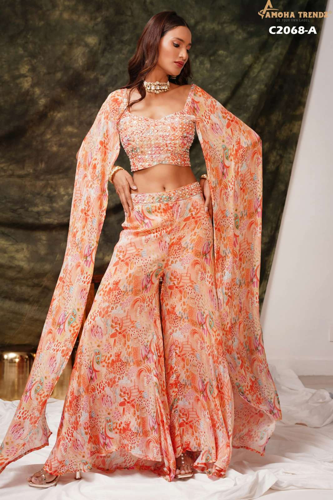 Amoha C2068 Pure Chinon Designer Indo Western Dress 