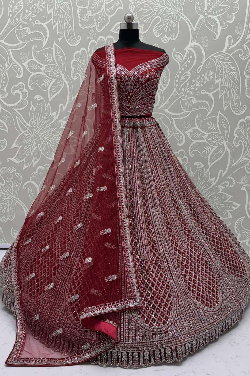 Anjani Arts 2869 Beautiful Embroidered Net Designer Bridal Lehenga