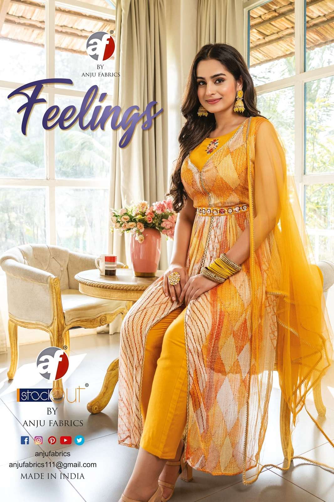 ANJU FABRICS FEELINGS VOL 2 CHINON READY TO WEAR KURTIES
