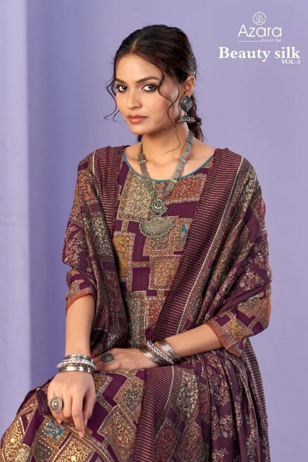 AZARA BEAUTY SILK VOL 3 MUSLINE HANDWORKED DRESS MATERIALS