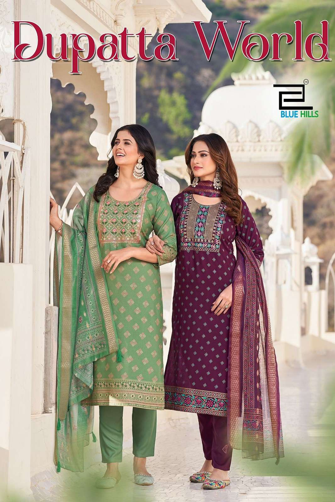 BLUE HILLS DUPATTA WORLD EMBROIDERED READY TO WEAR KURTIES