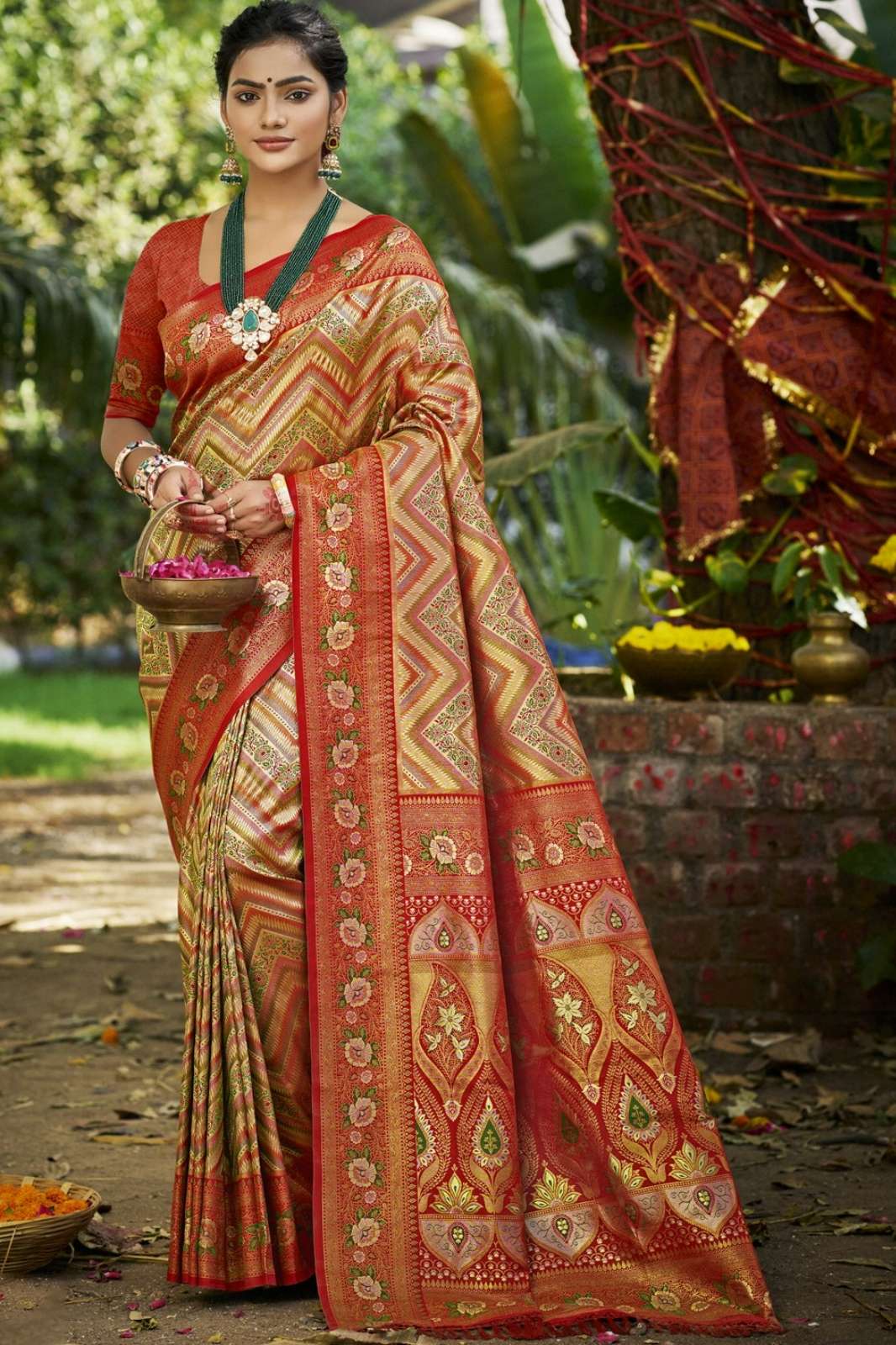 Bunawat Chaturi Silk Pooja Special Dharmavaram Silk Saree