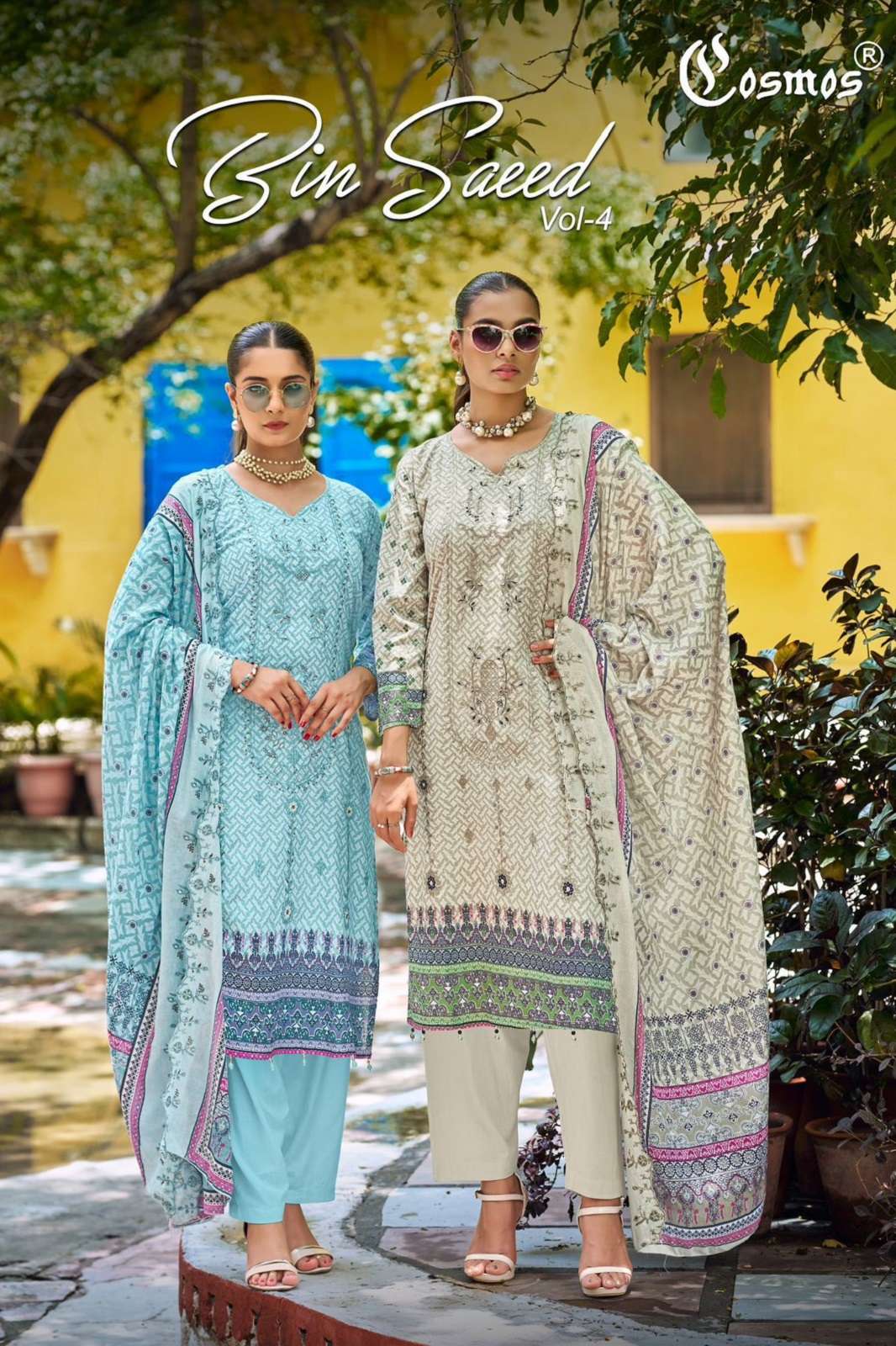 COSMOS BIN SAEED VOL 4 COTTON EMBROIDERED DRESS MATERIALS