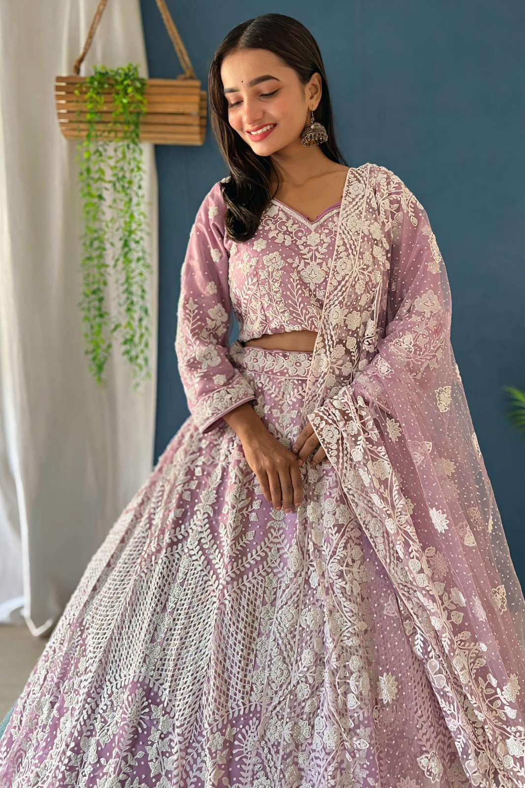 CRAZY CLOTHS 5054 DESIGNER IMPORTANT HEAVY NET LEHENGA CHOLI
