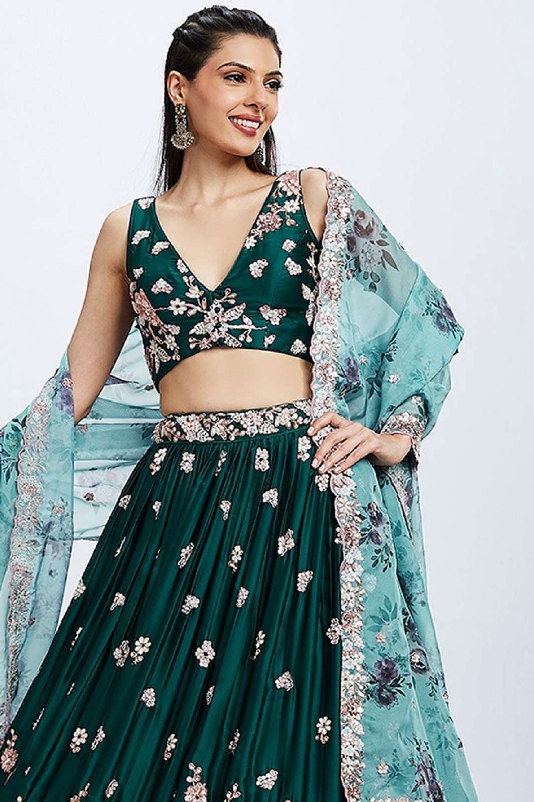 CRAZYCLOTHES 5841 PLY GEORGETTE EMBROIERED LEHENGAS