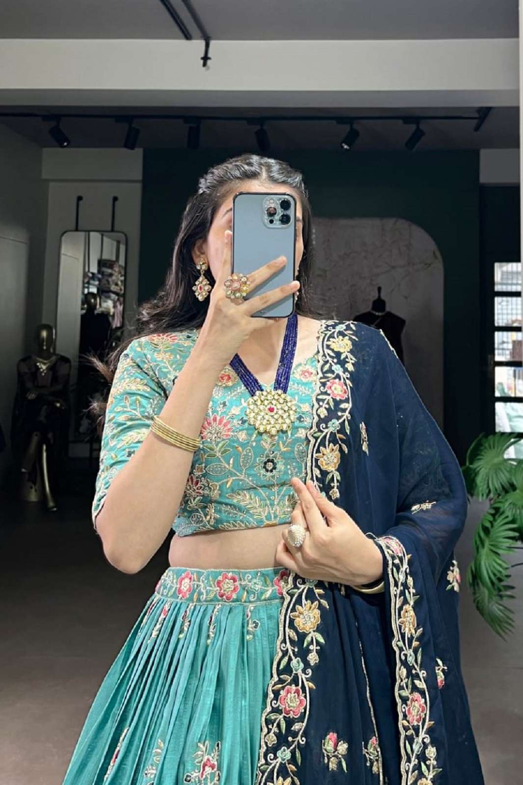 CRAZYCLOTHES LNB 1443 SLAB SILK SKY BLUE LEHENGAS