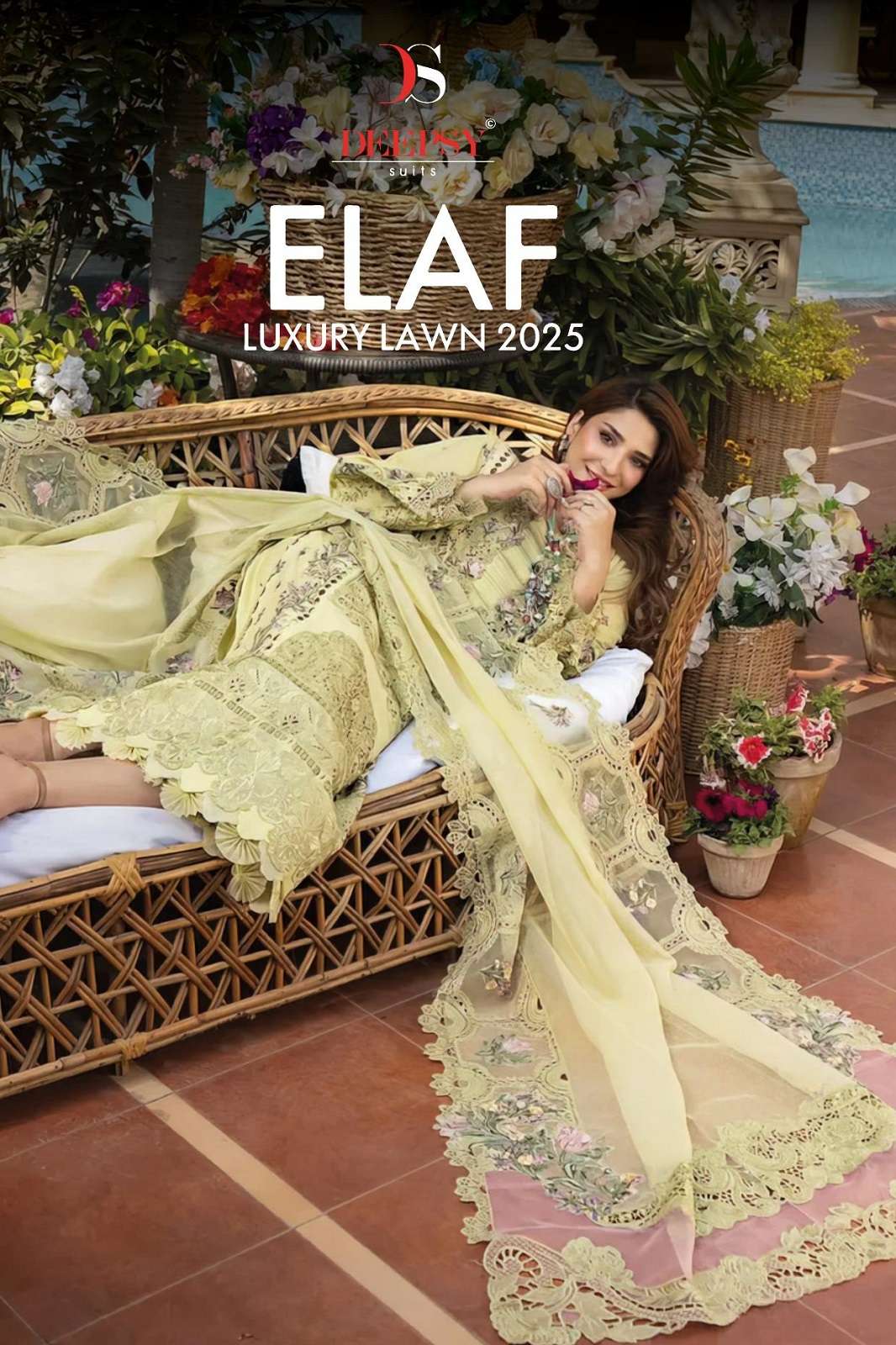 DEEPSY SUITS ALAF LUXURY LAWN 25 COTTON EMBROIDERED DRESS MATERIALS