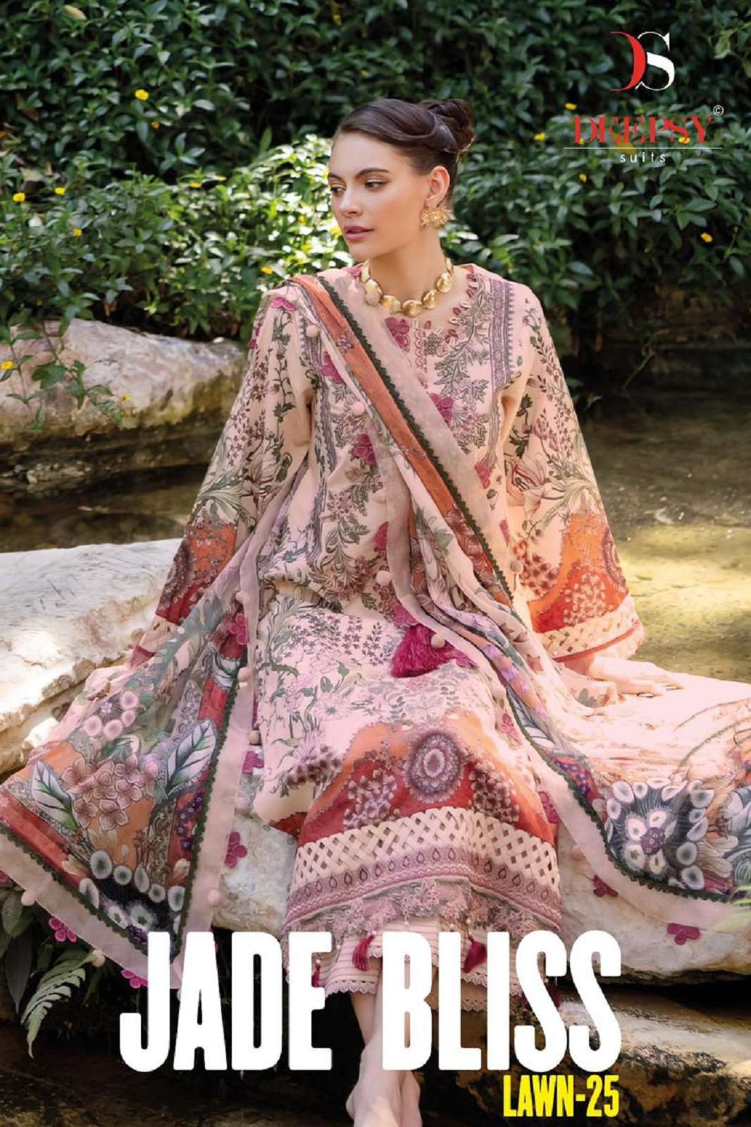 DEEPSY SUITS JADE BLISS LAWN 25 EMBROIDERED DRESS MATERIALS