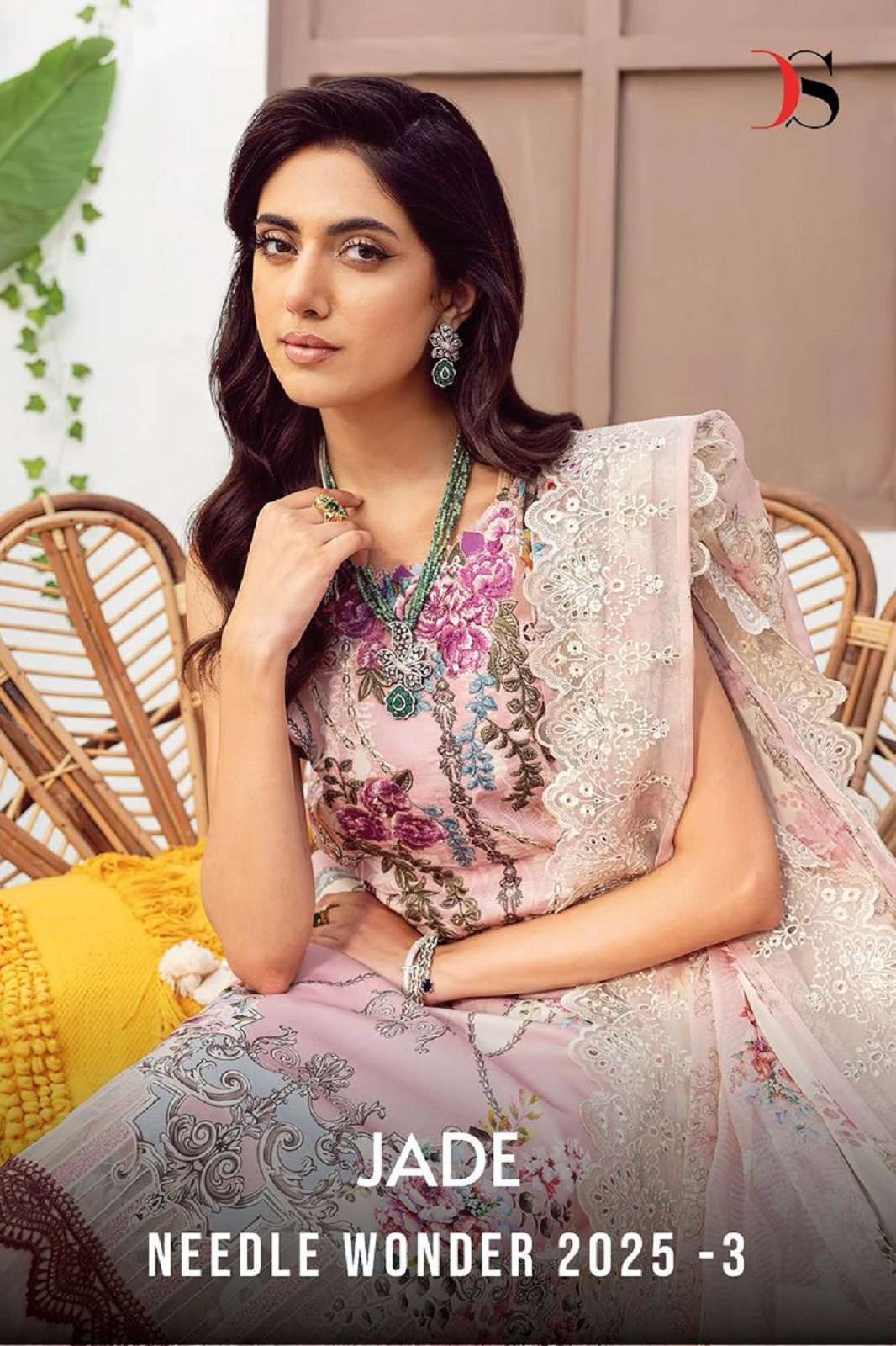 DEEPSY SUITS JADE NEEDLE WONDER 25 3 COTTON EMBROIERED SUITS